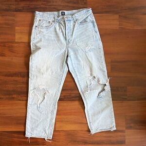 GAP Boyfriend Light Blue Distressed Jeans.  29/8